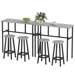 STILVORA Bar Table Set with steel frame in grey - thumbnail 5