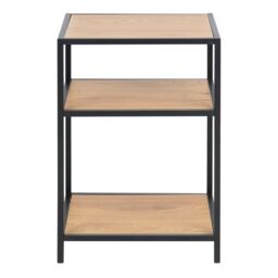 Furniture To Go Seaford Black Metal Bedside Table with 2 Oak Shelves - thumbnail 3