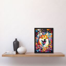 "Artery8 Wall Art Print Shiba Inu Dog Lover Gift Pet Portrait Colourful Artwork Painting Art Framed - Size: W12"" x H16""" - thumbnail 4
