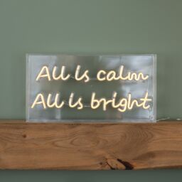 Samuel Alexander 43cm Light up All is Calm Neon Flex Christmas Sign in Warm White - thumbnail 6