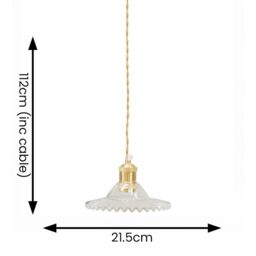 ValueLights Lucrezia Pendant Light with Frilled Glass Shade & LED Bulb in Amber - Size: 9 inches - thumbnail 4