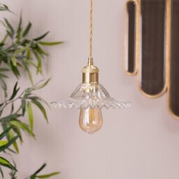 ValueLights Lucrezia Pendant Light with Frilled Glass Shade & LED Bulb in Amber - Size: 9 inches - thumbnail 2