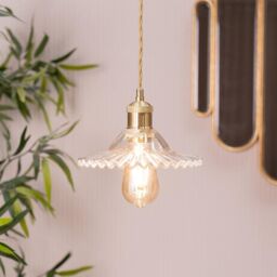 ValueLights Lucrezia Pendant Light with Frilled Glass Shade & LED Bulb in Amber - Size: 9 inches - thumbnail 1