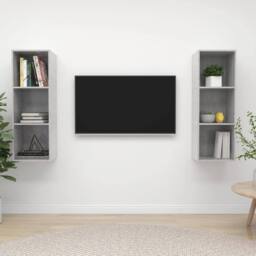 Berkfield Home Practical Wall-mounted TV Cabinets 2 pcs Concrete Grey Engineered Wood - thumbnail 2