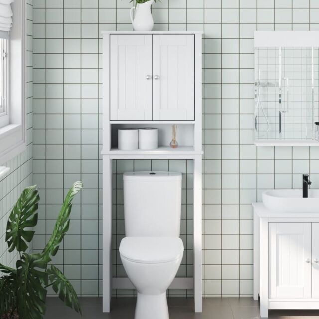 Berkfield Home Over-the-Toilet Storage BERG White 60x27x164.5 cm Solid Wood - image 1