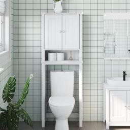 Berkfield Home Over-the-Toilet Storage BERG White 60x27x164.5 cm Solid Wood