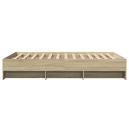 Berkfield Home Bed Frame without Mattress Sonoma Oak 120x190 cm Small Double Engineered Wood in Brown - thumbnail 6