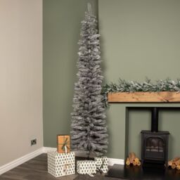 Samuel Alexander 8ft (2.4m) Grey Artificial Pencil Christmas Tree With Green Metal Stand & 460 Tips - thumbnail 2