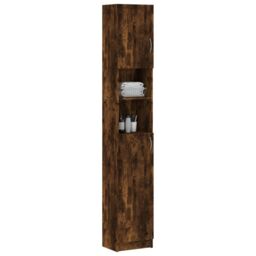 Berkfield Home Bathroom Cabinet Smoked Oak 32x25.5x190 cm Engineered Wood in Brown - thumbnail 3