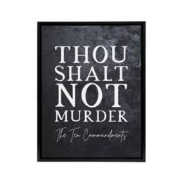 "Artery8 Ten Commandments Shalt Not Kill Bible Quote Framed Canvas Wall Art Print in Grey - Size: W12"" x H16""" - thumbnail 1
