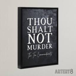 "Artery8 Ten Commandments Shalt Not Kill Bible Quote Framed Canvas Wall Art Print in Grey - Size: W12"" x H16""" - thumbnail 2