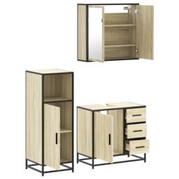 Berkfield Home 3 Piece Bathroom Furniture Set Sonoma Oak Engineered Wood in Brown - thumbnail 6