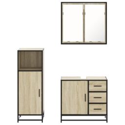 Berkfield Home 3 Piece Bathroom Furniture Set Sonoma Oak Engineered Wood in Brown - thumbnail 5