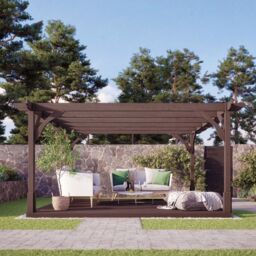 Rutland County Garden Furniture Ltd Premium Pergola & Decking Kit, Wood, L480 x W480 cm, Light Green in Brown - thumbnail 2
