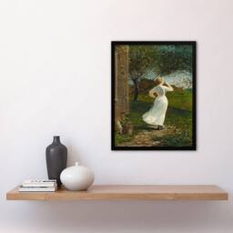 Artery8 Winslow Homer Blowing the Dinner Horn Oil Painting Framed Art Print in Orange - Size: A4 - thumbnail 2