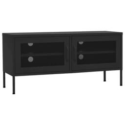 Berkfield Home TV Cabinet Black 105x35x50 cm Steel - Size: 105 x 35 x 50 cm - thumbnail 2