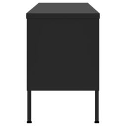 Berkfield Home TV Cabinet Black 105x35x50 cm Steel - Size: 105 x 35 x 50 cm - thumbnail 4