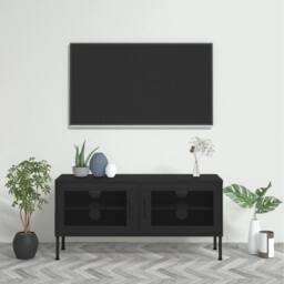 Berkfield Home TV Cabinet Black 105x35x50 cm Steel - Size: 105 x 35 x 50 cm - thumbnail 1