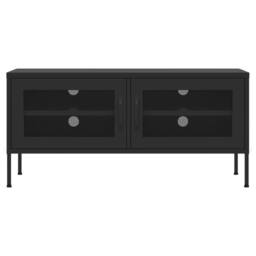 Berkfield Home TV Cabinet Black 105x35x50 cm Steel - Size: 105 x 35 x 50 cm - thumbnail 3