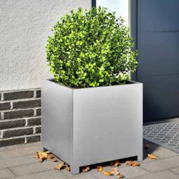 Berkfield Home Durable Garden Planter 50x50x50 cm Galvanised Steel in Silver - Size: 50 x 50 x 50 cm - thumbnail 2