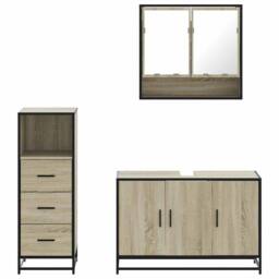 Berkfield Home 3 Piece Bathroom Furniture Set Sonoma Oak Engineered Wood in Tan - thumbnail 5
