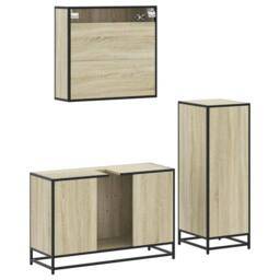 Berkfield Home 3 Piece Bathroom Furniture Set Sonoma Oak Engineered Wood in Tan - thumbnail 7