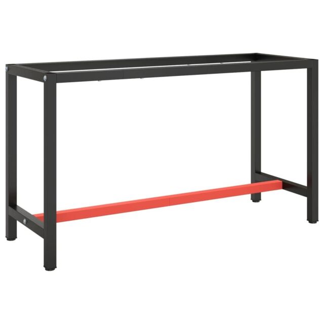 Berkfield Home Work Bench Frame Matte Black & Matte Red 140x50x79 cm Metal - Size: 140 x 50 x 79 cm - image 1