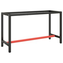 Berkfield Home Work Bench Frame Matte Black & Matte Red 140x50x79 cm Metal - Size: 140 x 50 x 79 cm