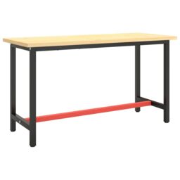 Berkfield Home Work Bench Frame Matte Black & Matte Red 140x50x79 cm Metal - Size: 140 x 50 x 79 cm - thumbnail 2