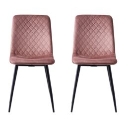 MCC Direct Set of 4 Velvet Fabric Upholstered Dining Chairs Lexi in Pink - thumbnail 5