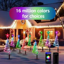 Bright Zeal 8-Pack Smart Spiral Tree Pathway Lights, 1.6ft RGB Outdoor in White - thumbnail 2