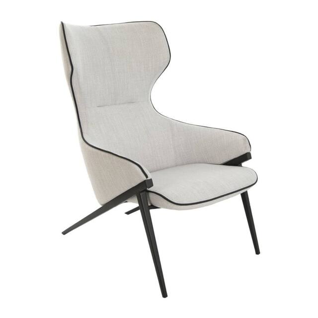 Angel Cerda Grey Fabric Armchair with Black Stainless Steel Legs - image 1
