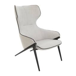 Angel Cerda Grey Fabric Armchair with Black Stainless Steel Legs