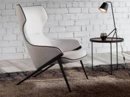 Angel Cerda Grey Fabric Armchair with Black Stainless Steel Legs - thumbnail 3