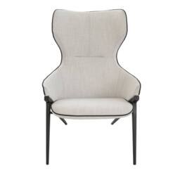 Angel Cerda Grey Fabric Armchair with Black Stainless Steel Legs - thumbnail 2