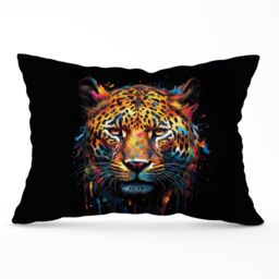 Warren Reed - Designer Splashart Leopard Face Cushions in Brown - Size: 60 cm x 60 cm - thumbnail 1