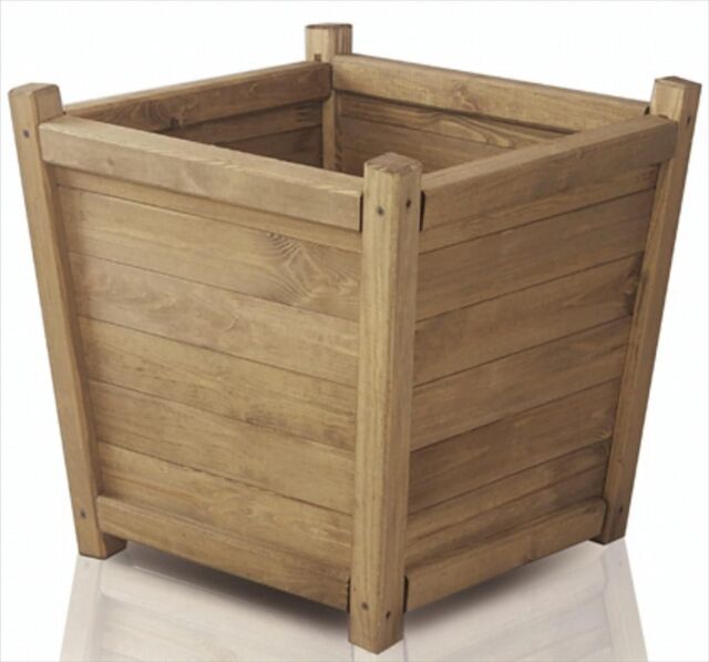 Primrose Natural Wooden Tapered Pine Planter Raised Garden Flower Pot 65cm - image 1