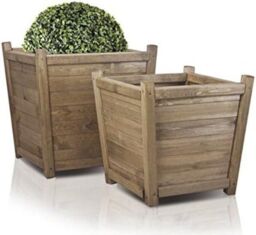 Primrose Natural Wooden Tapered Pine Planter Raised Garden Flower Pot 65cm - thumbnail 4