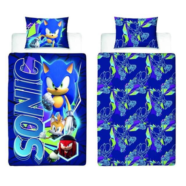 Sonic the Hedgehog Digital Gaming Reversible Duvet Set in Blue - Size: Single - image 1
