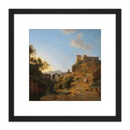 Artery8 Knip Gulf Naples Island Ischia In Distance Painting 8X8 Inch Square Wooden Framed Wall Art Print Picture with Mount in Black - thumbnail 1