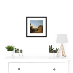 Artery8 Knip Gulf Naples Island Ischia In Distance Painting 8X8 Inch Square Wooden Framed Wall Art Print Picture with Mount in Black - thumbnail 2