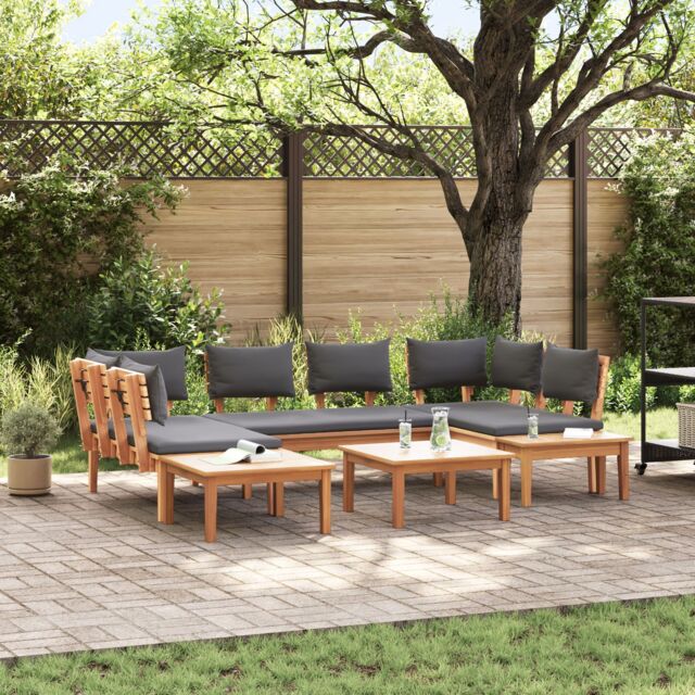 Berkfield Home 4-Piece Garden Bench Set with Cushions - Solid Teak Wood in Brown - image 1