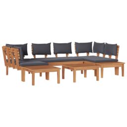 Berkfield Home 4-Piece Garden Bench Set with Cushions - Solid Teak Wood in Brown - thumbnail 2