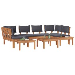Berkfield Home 4-Piece Garden Bench Set with Cushions - Solid Teak Wood in Brown - thumbnail 3