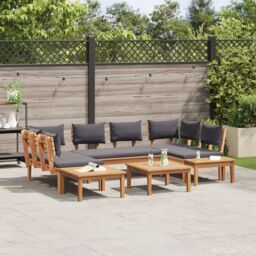 Berkfield Home 4-Piece Garden Bench Set with Cushions - Solid Teak Wood in Brown - thumbnail 4