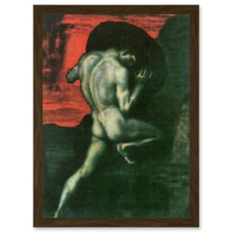Artery8 Painting Von Stuck Sisyphus Old Master A4 Artwork Framed Wall Art Print in Brown - thumbnail 1