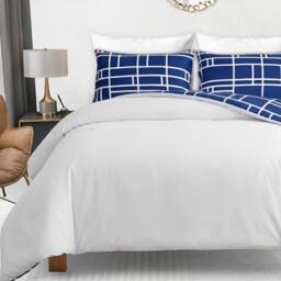 Pamposh Double Brushed Microfibre Duvet Cover Sets in Blue - Size: King - thumbnail 2