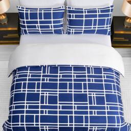 Pamposh Double Brushed Microfibre Duvet Cover Sets in Blue - Size: King - thumbnail 4