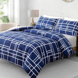 Pamposh Double Brushed Microfibre Duvet Cover Sets in Blue - Size: King - thumbnail 5