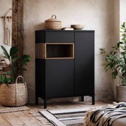 Wyld Haus Indigo Sideboard 2 Doors 1 Drawer Black & Walnut - thumbnail 1